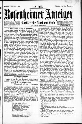 Rosenheimer Anzeiger Dienstag 22. Dezember 1891