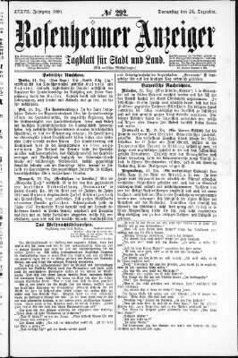 Rosenheimer Anzeiger Donnerstag 24. Dezember 1891