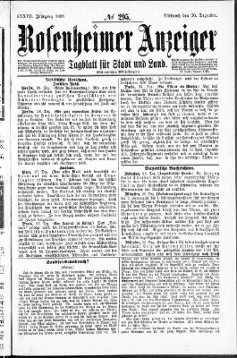 Rosenheimer Anzeiger Mittwoch 30. Dezember 1891