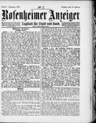 Rosenheimer Anzeiger Dienstag 10. Januar 1893