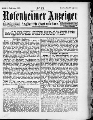 Rosenheimer Anzeiger Samstag 28. Januar 1893