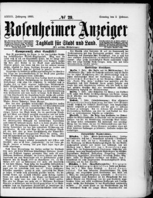 Rosenheimer Anzeiger Sonntag 5. Februar 1893