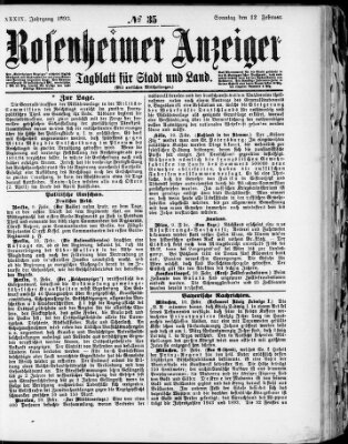 Rosenheimer Anzeiger Sonntag 12. Februar 1893