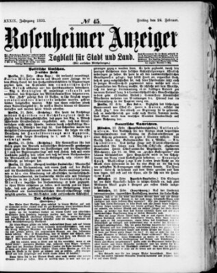 Rosenheimer Anzeiger Freitag 24. Februar 1893