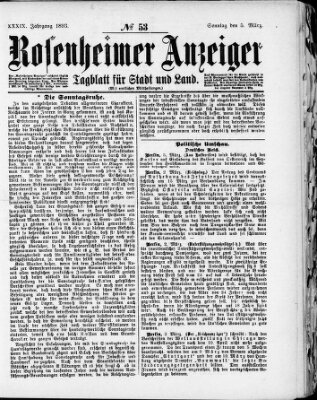 Rosenheimer Anzeiger Sonntag 5. März 1893