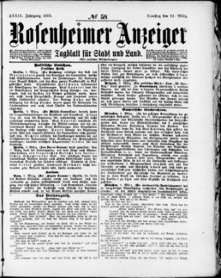 Rosenheimer Anzeiger Samstag 11. März 1893