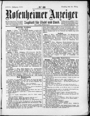 Rosenheimer Anzeiger Dienstag 14. März 1893