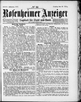 Rosenheimer Anzeiger Samstag 18. März 1893