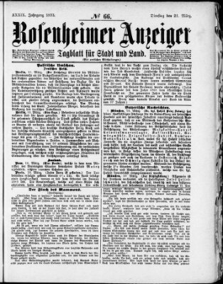 Rosenheimer Anzeiger Dienstag 21. März 1893