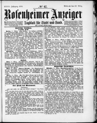 Rosenheimer Anzeiger Mittwoch 22. März 1893