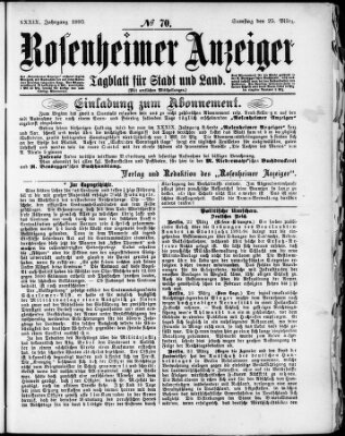 Rosenheimer Anzeiger Samstag 25. März 1893