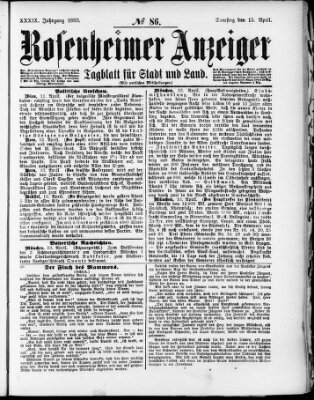 Rosenheimer Anzeiger Samstag 15. April 1893