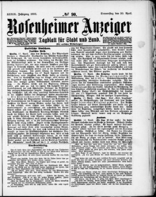 Rosenheimer Anzeiger Donnerstag 20. April 1893