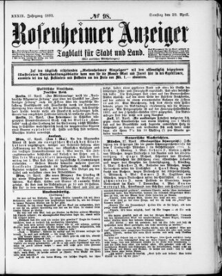 Rosenheimer Anzeiger Samstag 29. April 1893