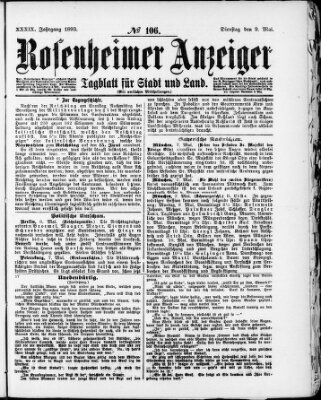 Rosenheimer Anzeiger Dienstag 9. Mai 1893