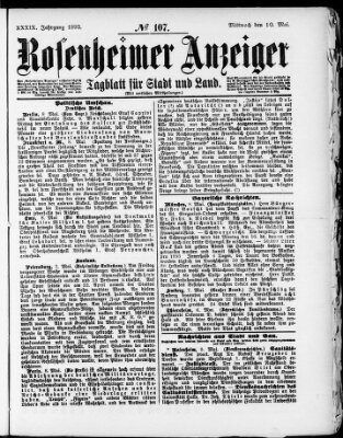 Rosenheimer Anzeiger Mittwoch 10. Mai 1893