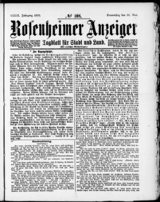 Rosenheimer Anzeiger Donnerstag 11. Mai 1893