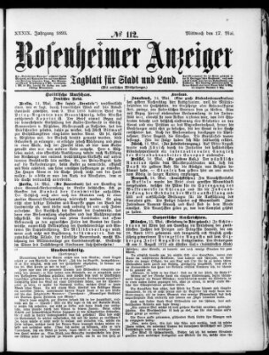 Rosenheimer Anzeiger Mittwoch 17. Mai 1893