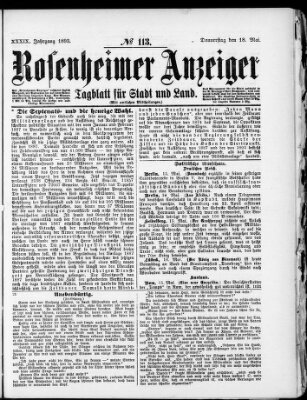 Rosenheimer Anzeiger Donnerstag 18. Mai 1893