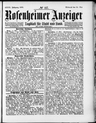 Rosenheimer Anzeiger Mittwoch 24. Mai 1893