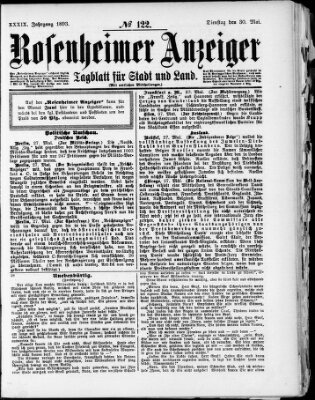 Rosenheimer Anzeiger Dienstag 30. Mai 1893