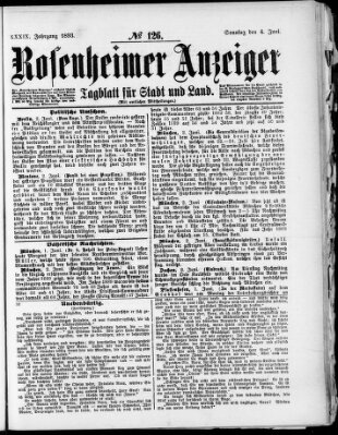 Rosenheimer Anzeiger Sonntag 4. Juni 1893