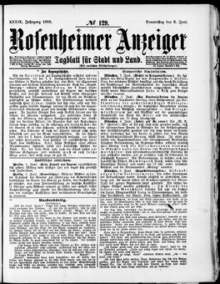 Rosenheimer Anzeiger Donnerstag 8. Juni 1893