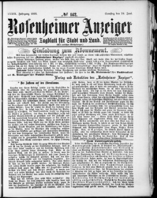 Rosenheimer Anzeiger Samstag 24. Juni 1893