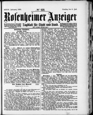 Rosenheimer Anzeiger Samstag 8. Juli 1893