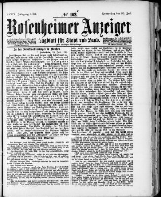 Rosenheimer Anzeiger Donnerstag 20. Juli 1893