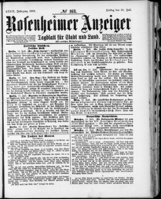 Rosenheimer Anzeiger Freitag 21. Juli 1893