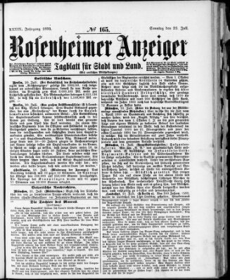 Rosenheimer Anzeiger Sonntag 23. Juli 1893