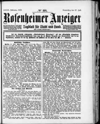 Rosenheimer Anzeiger Donnerstag 27. Juli 1893