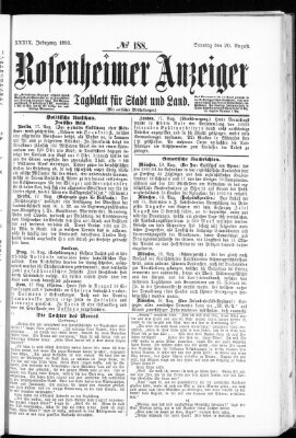 Rosenheimer Anzeiger Sonntag 20. August 1893