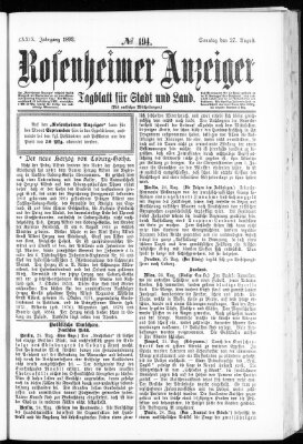 Rosenheimer Anzeiger Sonntag 27. August 1893