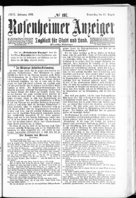 Rosenheimer Anzeiger Donnerstag 31. August 1893