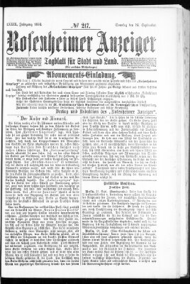 Rosenheimer Anzeiger Sonntag 24. September 1893