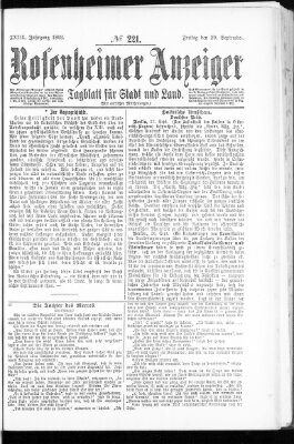 Rosenheimer Anzeiger Freitag 29. September 1893