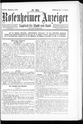 Rosenheimer Anzeiger Mittwoch 4. Oktober 1893