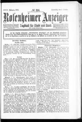 Rosenheimer Anzeiger Donnerstag 5. Oktober 1893