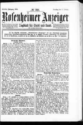 Rosenheimer Anzeiger Samstag 7. Oktober 1893