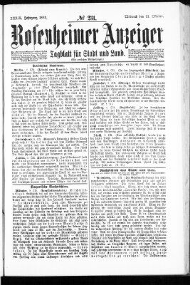 Rosenheimer Anzeiger Mittwoch 11. Oktober 1893