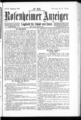 Rosenheimer Anzeiger Donnerstag 12. Oktober 1893