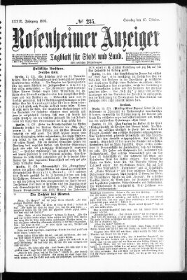 Rosenheimer Anzeiger Sonntag 15. Oktober 1893