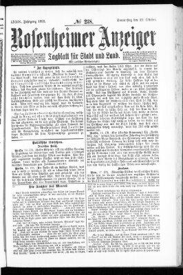 Rosenheimer Anzeiger Donnerstag 19. Oktober 1893