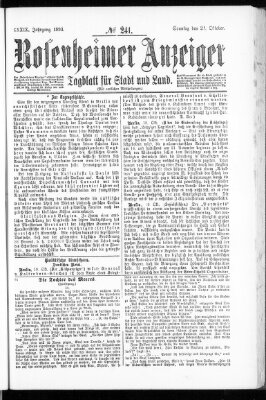 Rosenheimer Anzeiger Sonntag 22. Oktober 1893