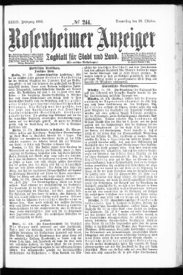 Rosenheimer Anzeiger Donnerstag 26. Oktober 1893