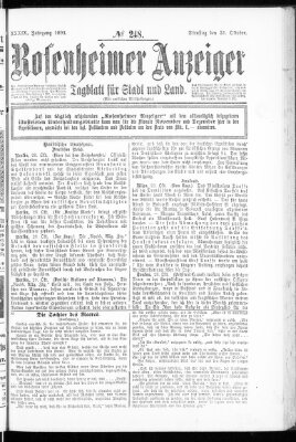 Rosenheimer Anzeiger Dienstag 31. Oktober 1893