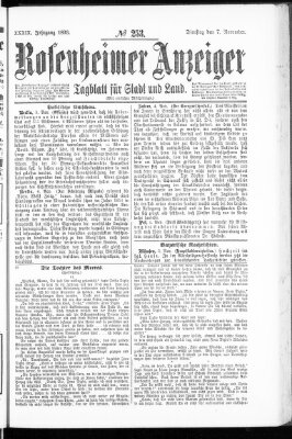 Rosenheimer Anzeiger Dienstag 7. November 1893