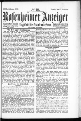 Rosenheimer Anzeiger Samstag 25. November 1893